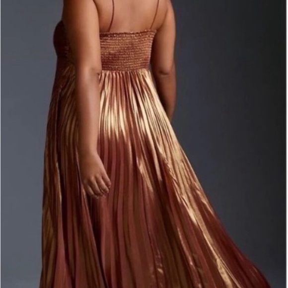 BY ANTHROPOLOGIE PLISSÉ HALTER DRESS
 CRIMSON 3X - Picture 2 of 5